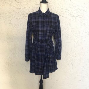 By Together Plaid Long Sleeve Tie Front Shirt Dress Women's Size Small NWOT